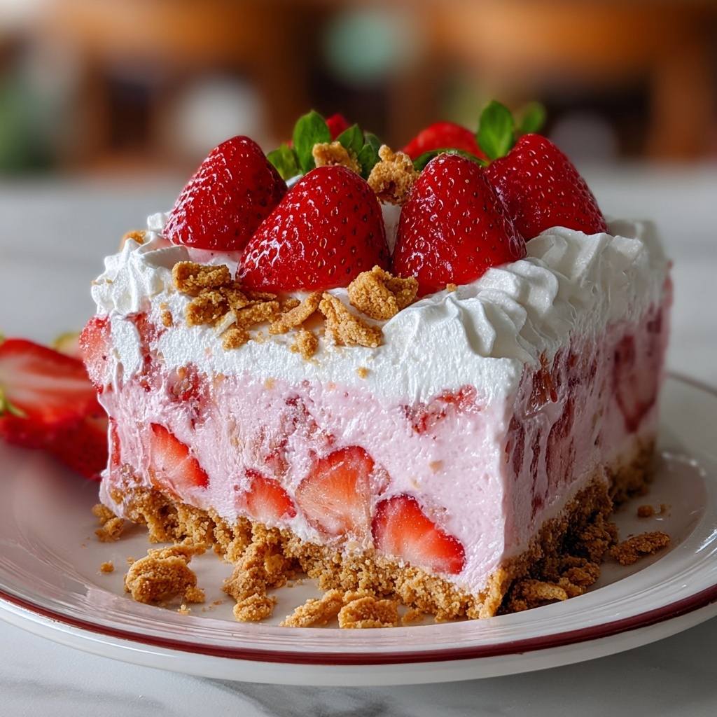 No-Bake Strawberry Crunch Cheesecake Recipe - Recipe Image