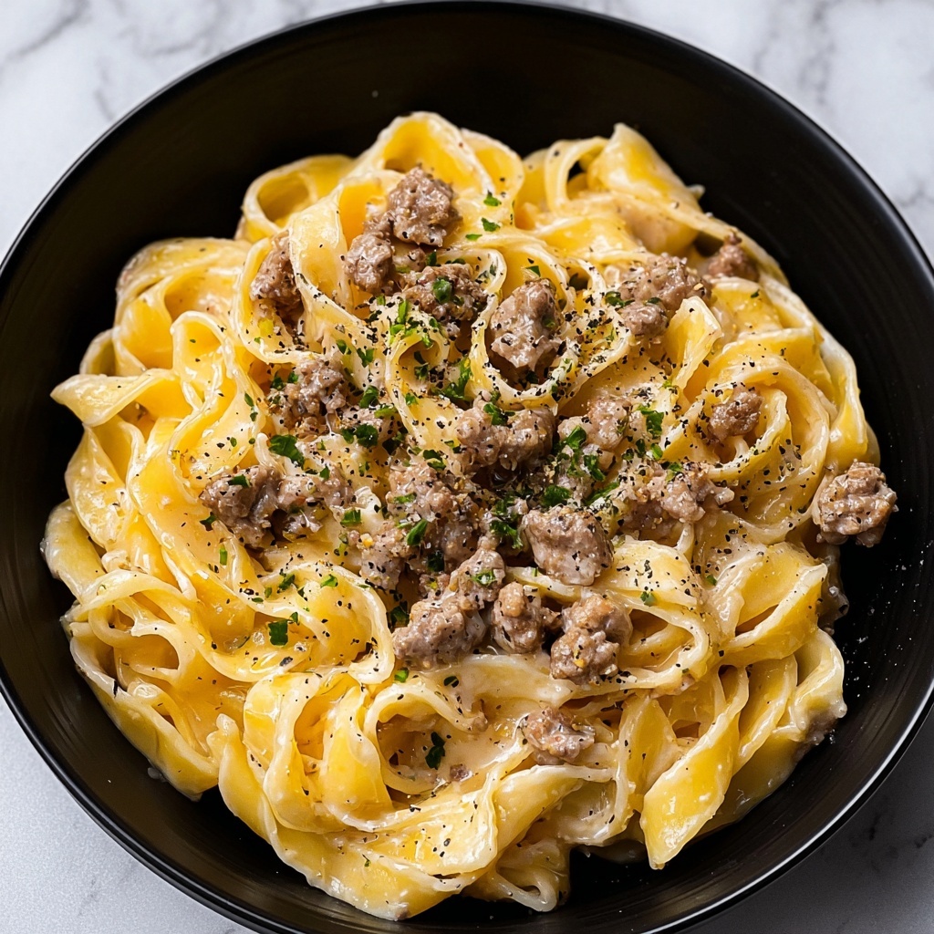 One-Pot Creamy Beef and Garlic Butter Pasta Recipe - Recipe Image