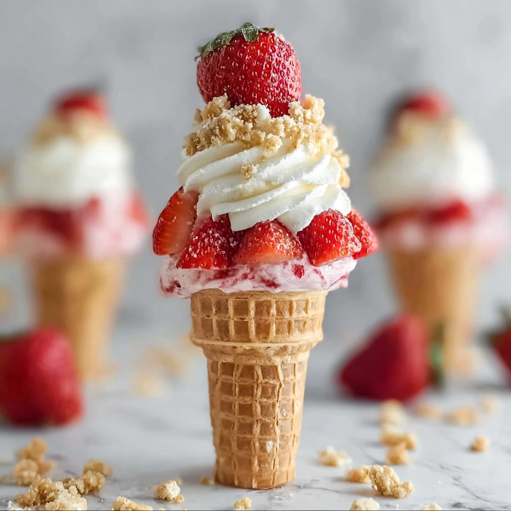 Summer Delight: Easy Strawberry Crunch Cheesecake Cones Recipe - Recipe Image