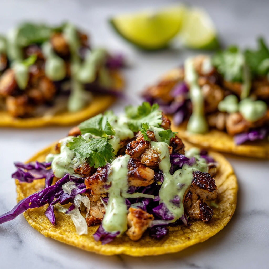 Chicken Street Tacos with Cotija, Cilantro, and Creamy Tomatillo Dressing Recipe - Recipe Image