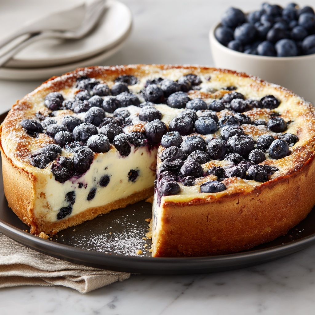 Simple Blueberry Basque Cheesecake Recipe - Recipe Image