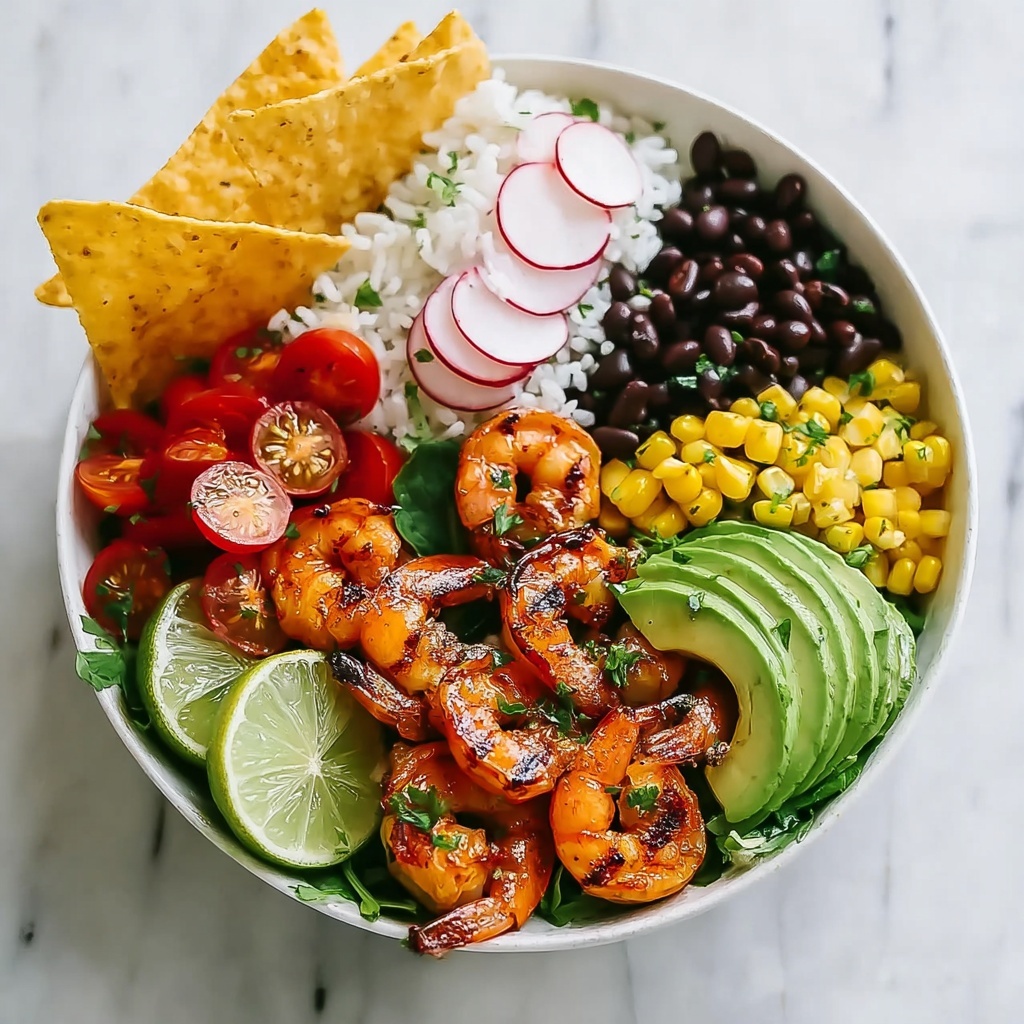 Grilled Spiced Shrimp Taco Bowl with Fresh Vegetables Recipe - Recipe Image