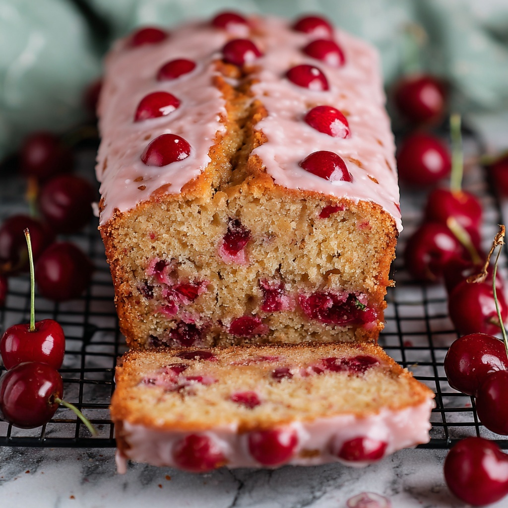 Cherry Bread with Almond Glaze Recipe - Recipe Image