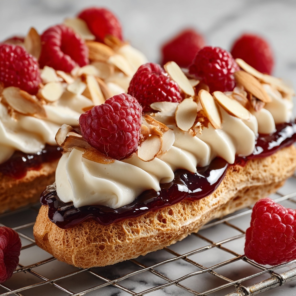 Almond Raspberry Éclair Towers Recipe - Recipe Image