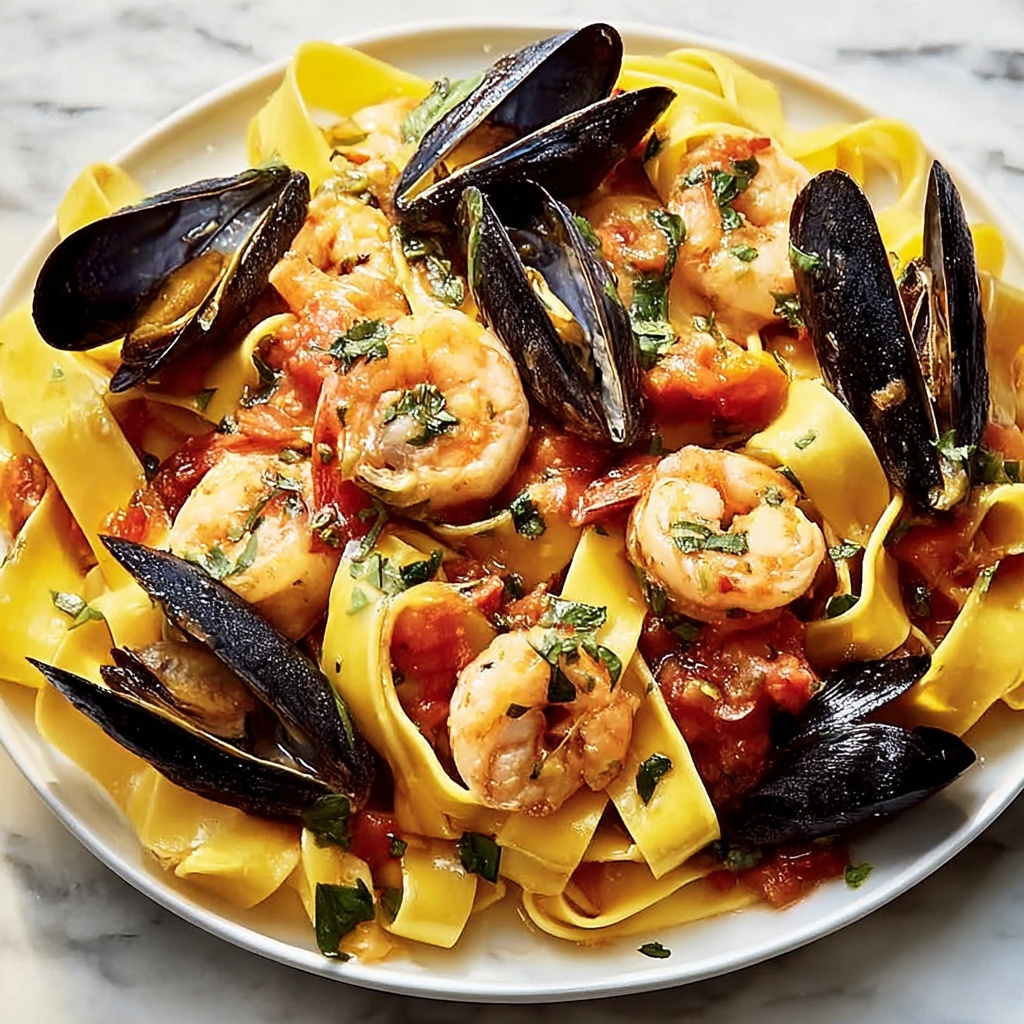 Seafood Pasta with Linguine, Shrimp, and Mussels Recipe - Recipe Image