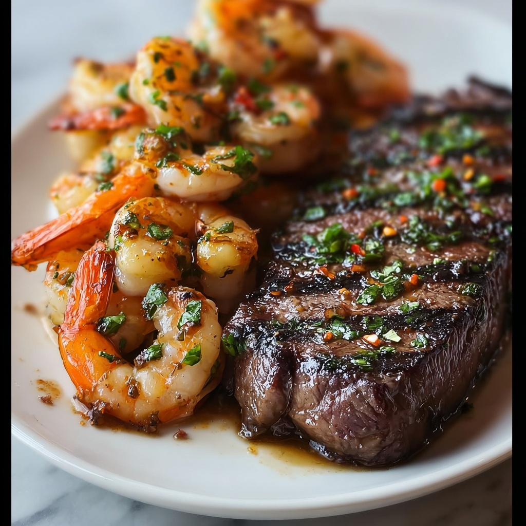 Garlic Butter Grilled Steak and Shrimp Recipe - Recipe Image