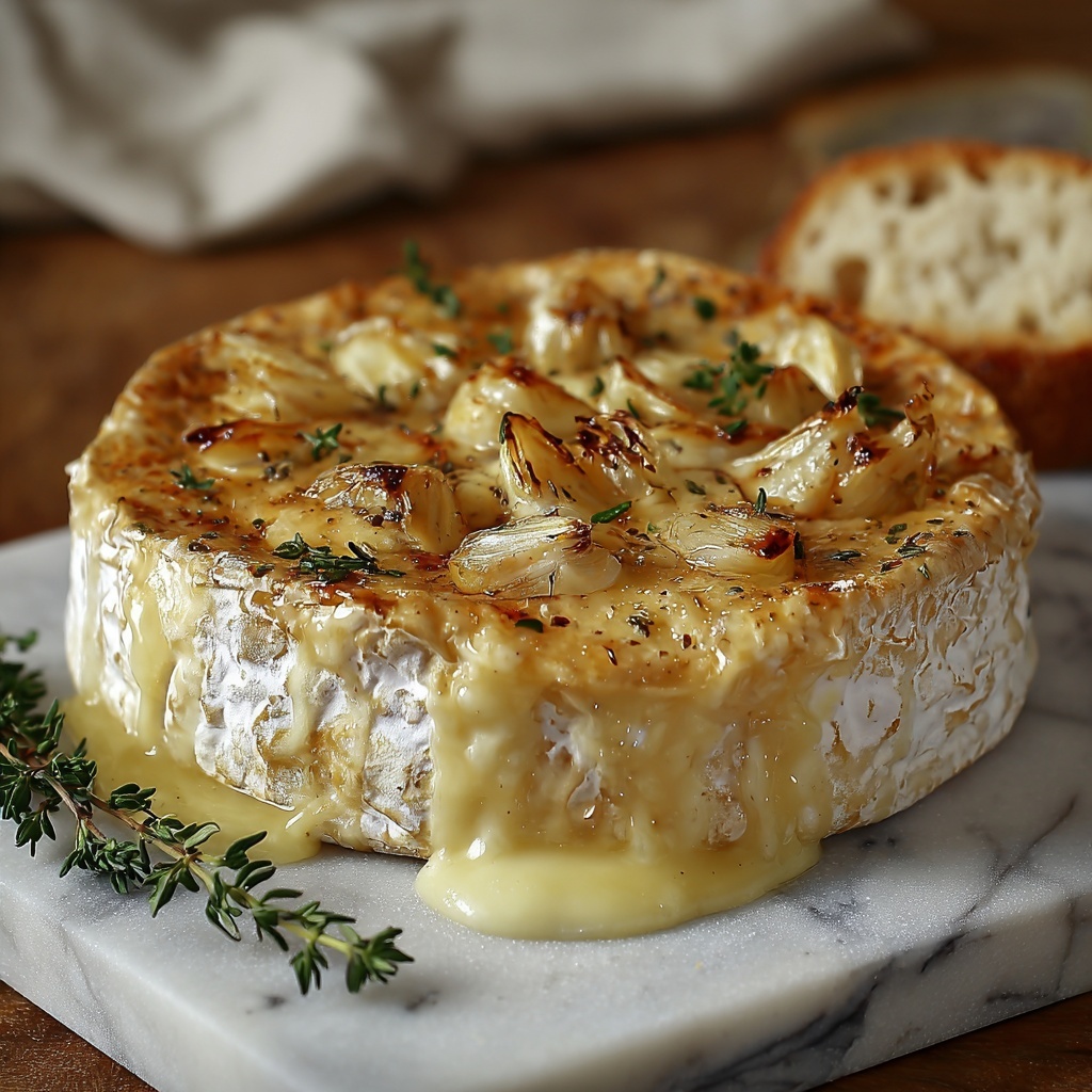Savory Baked Brie with Garlic and Herbs Recipe - Recipe Image