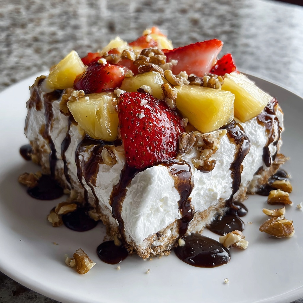 No Bake Banana Split Cake Recipe: 4 Layers of Delight Recipe - Recipe Image