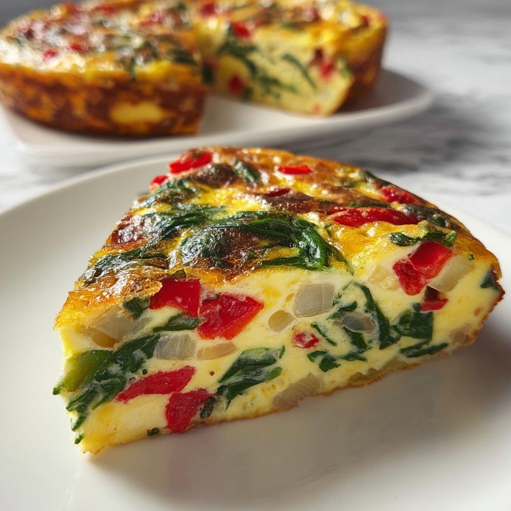 Vegan Chickpea Flour Frittata with Spinach and Bell Peppers Recipe - Recipe Image
