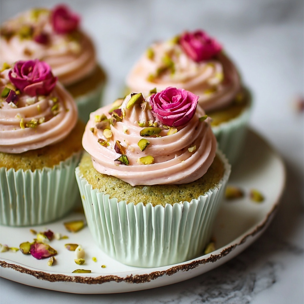 Vegan Mini Rose Pistachio Cupcakes Recipe - Recipe Image