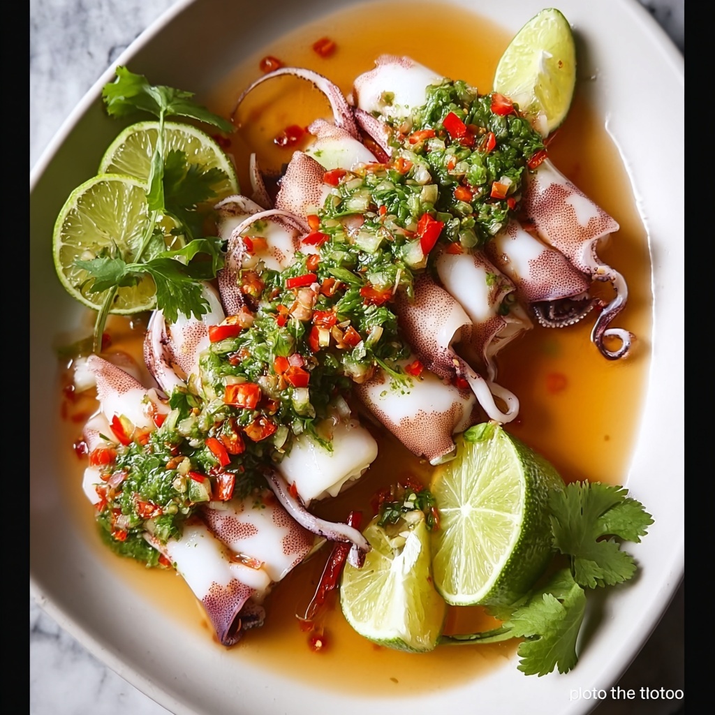 Grilled Stuffed Squid with Herb Rice and Lemon Recipe - Recipe Image