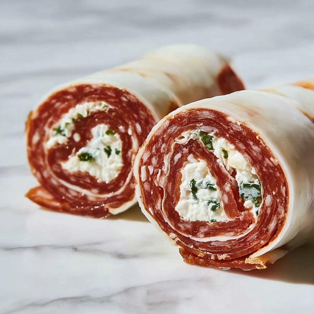 Cheese Salami Roll-Ups: Quick and Tasty Party Appetizers Recipe - Recipe Image