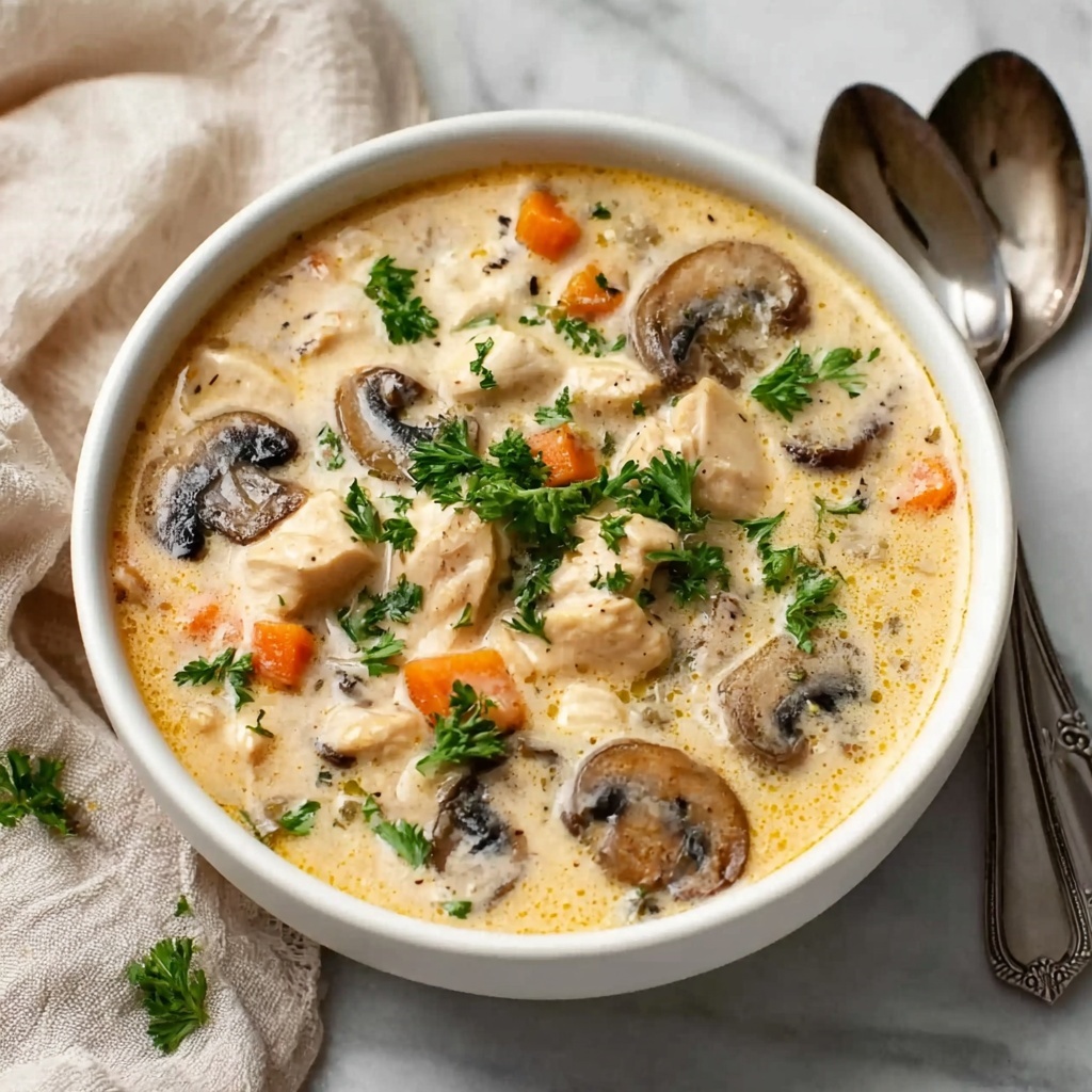 Easy Slow Cooker Chicken and Mushroom Soup Recipe - Recipe Image