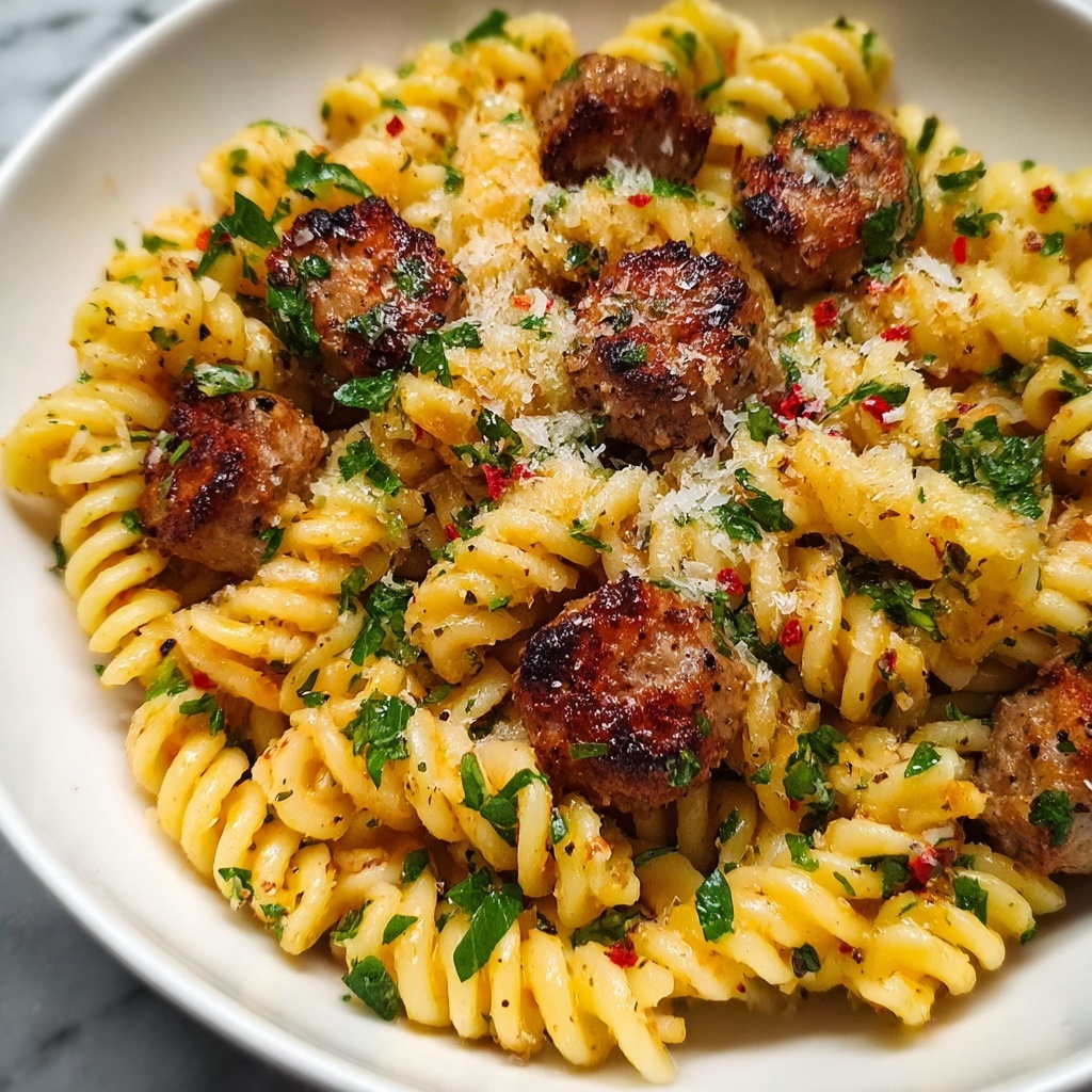 Garlic Butter Sausage Pasta Recipe - Recipe Image