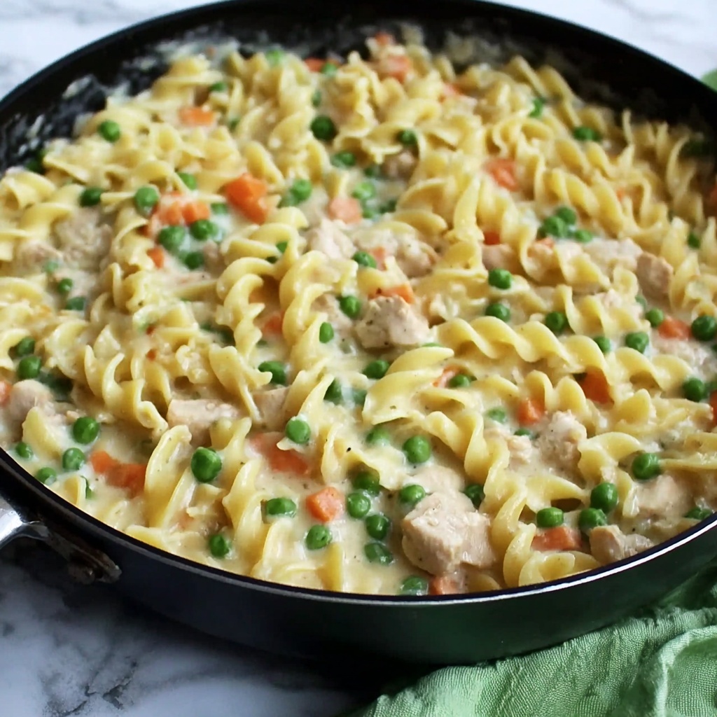 Chicken Pot Pie Noodle Skillet Recipe - Recipe Image