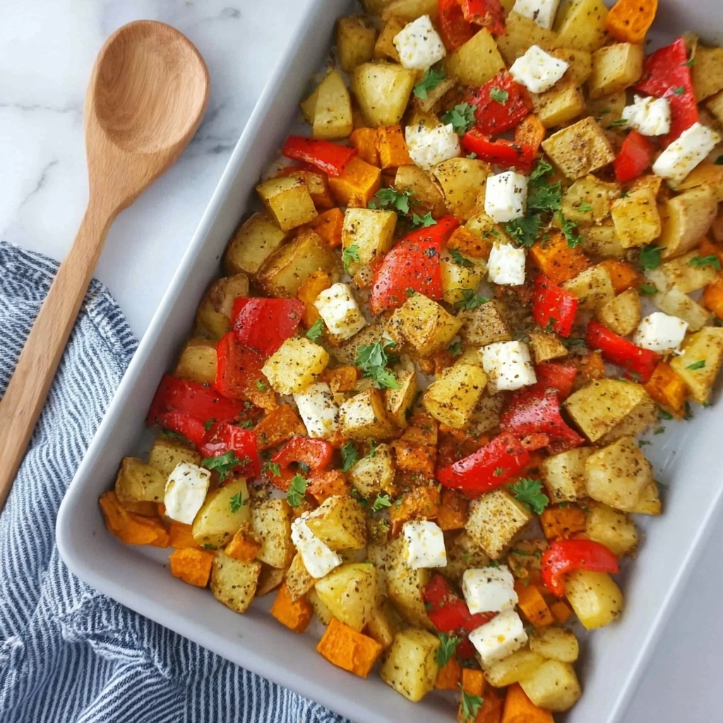 Greek Roasted Potatoes with Peppers and Feta Recipe - Recipe Image