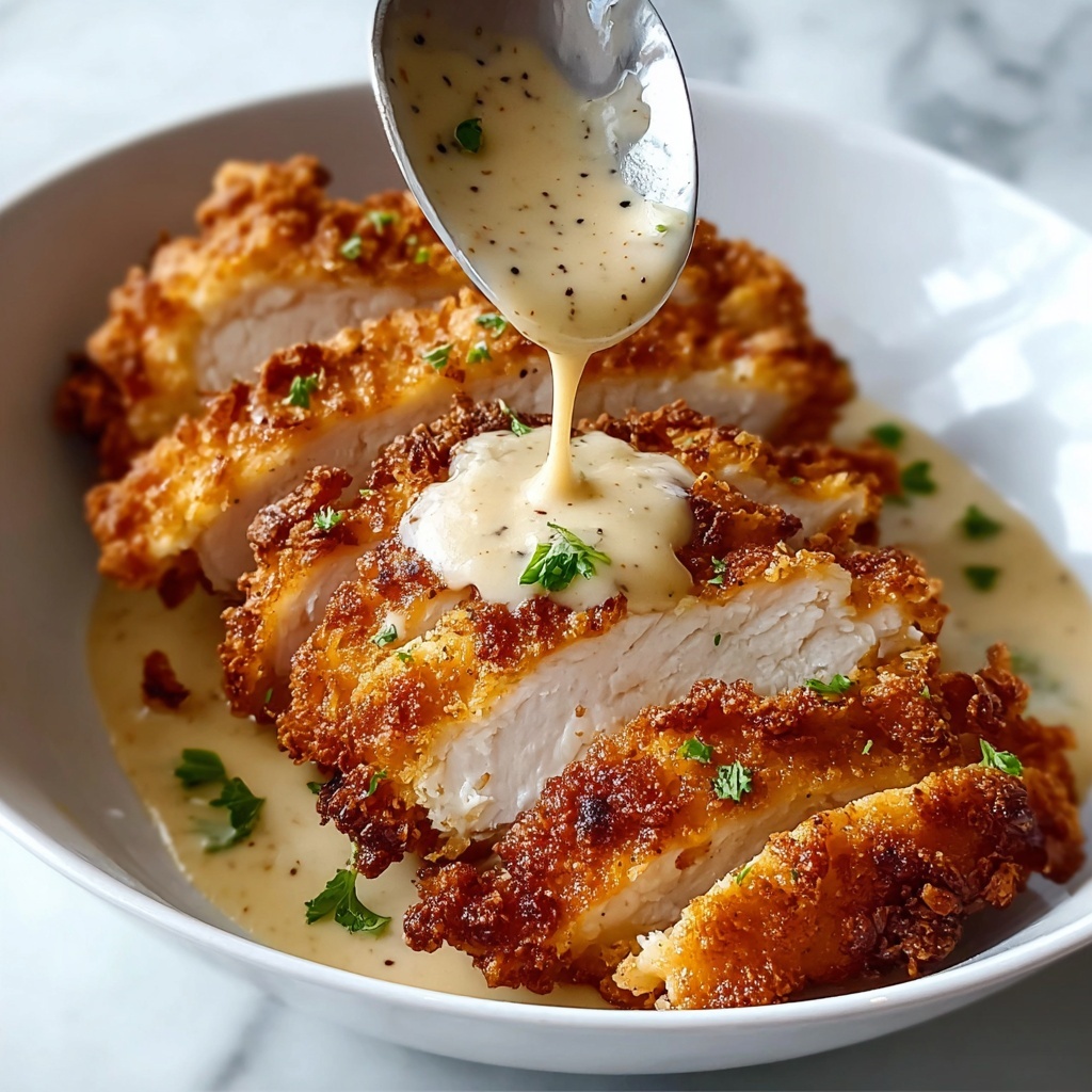 Parmesan Crusted Chicken with Creamy Garlic Sauce Recipe - Recipe Image