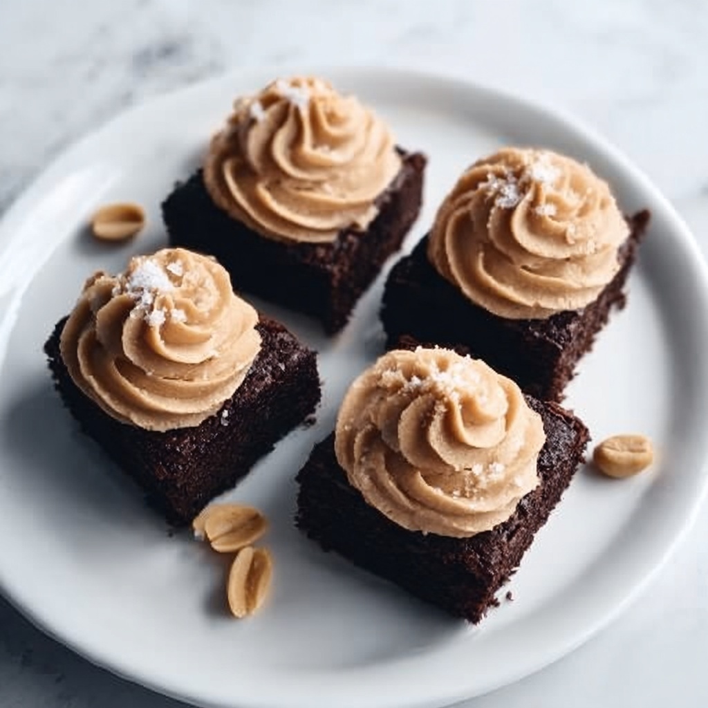 Bittersweet Brownies with Salted Peanut Butter Frosting Recipe - Recipe Image