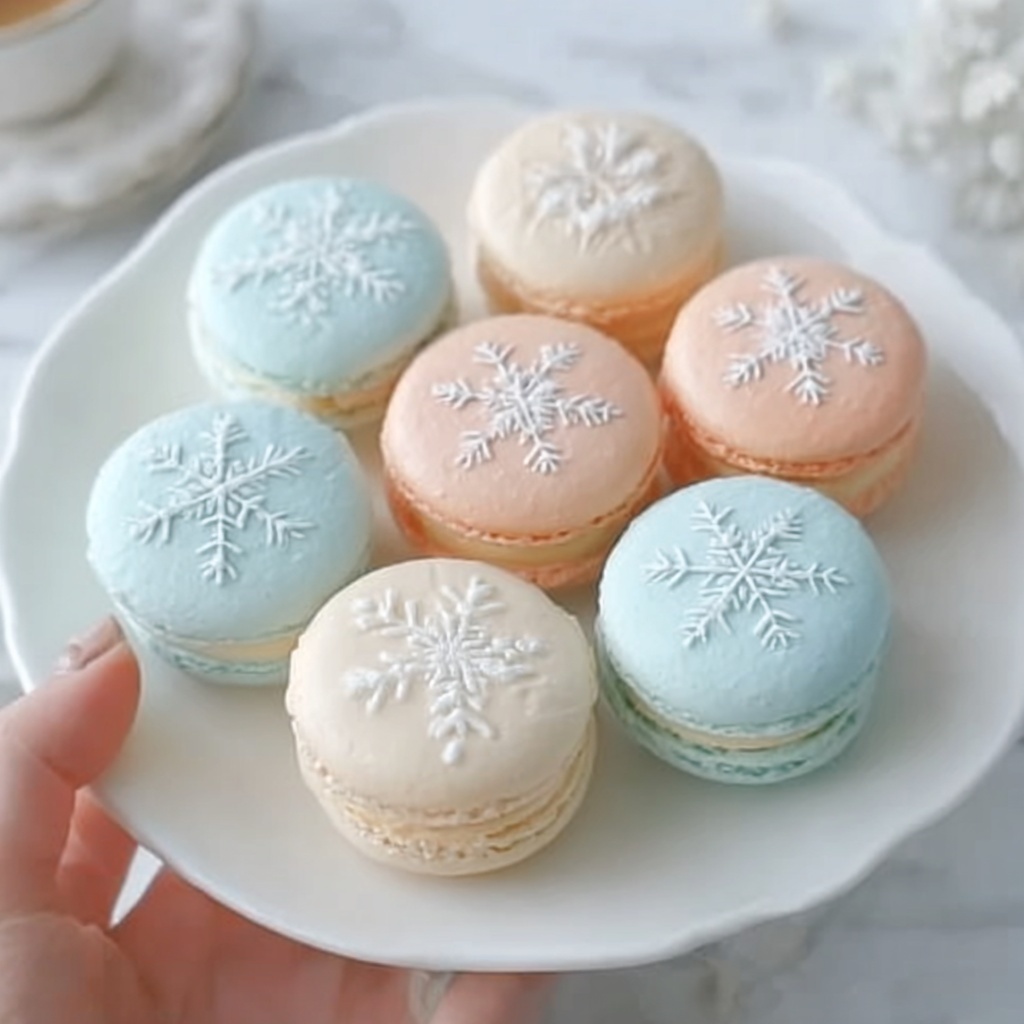 Winter Wonderland Snowflake Macarons Recipe - Recipe Image