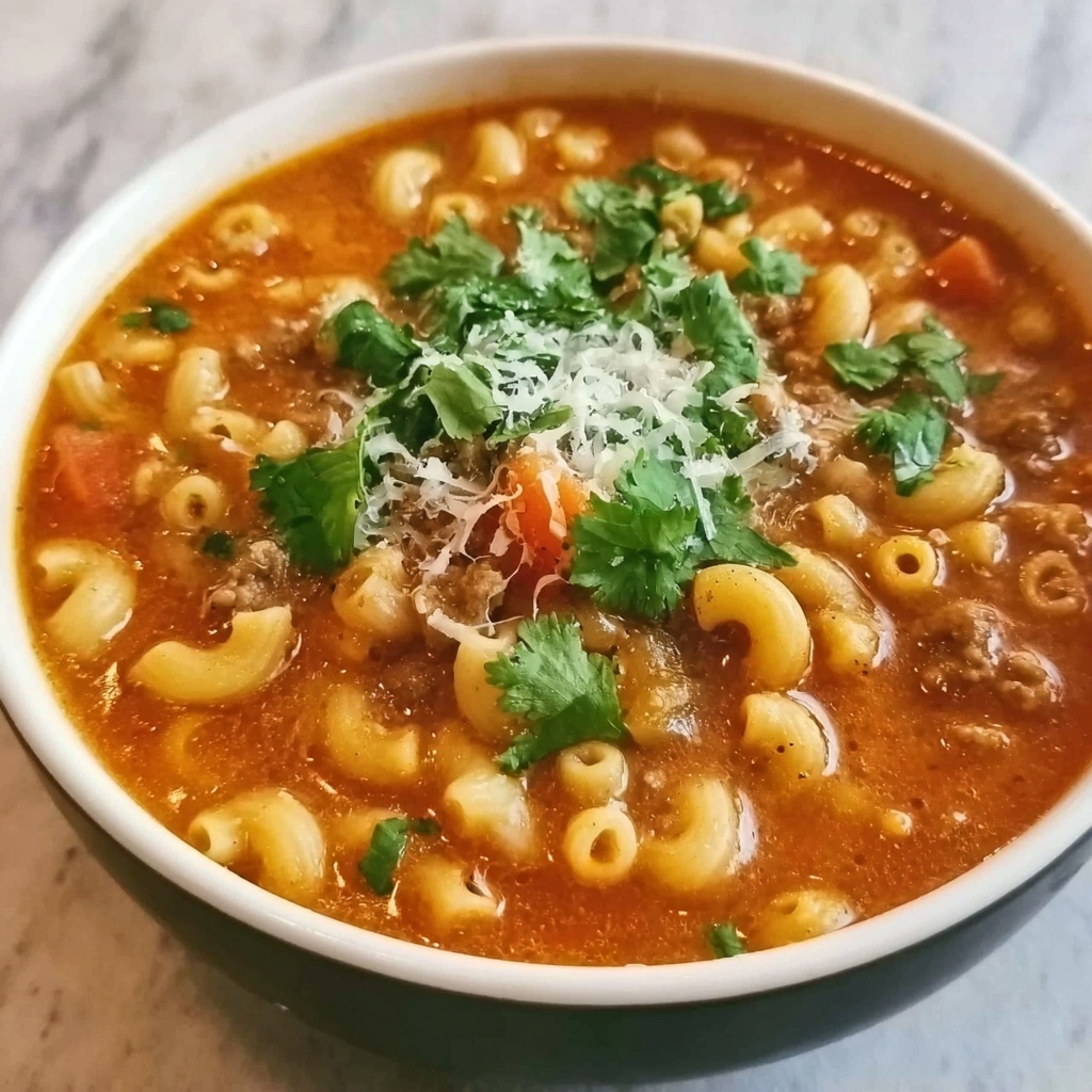 Beef and Tomato Macaroni Soup Recipe - Recipe Image