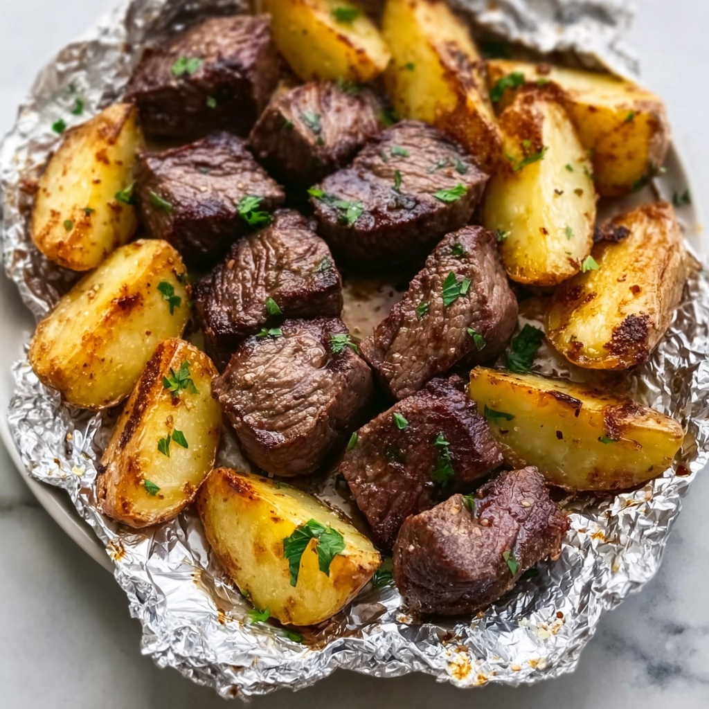 Garlic Steak and Potato Foil Packs Recipe - Recipe Image