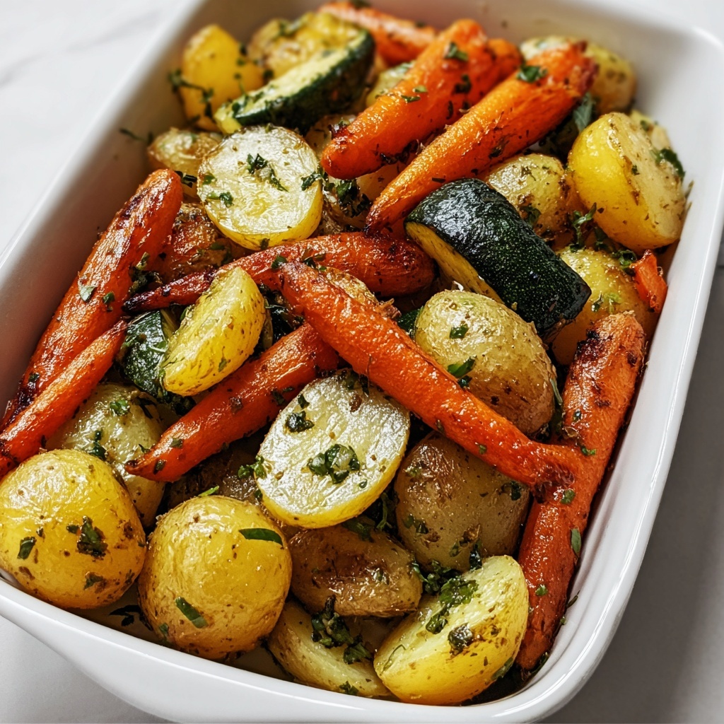 Garlic Herb Roasted Potatoes, Carrots, and Zucchini Recipe - Recipe Image