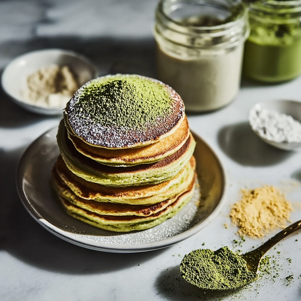 Delicious Matcha Powder Pancakes for a Gourmet Breakfast Treat Recipe - Recipe Image