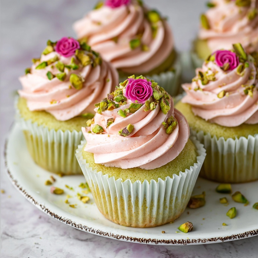 Vegan Mini Rose Pistachio Cupcakes Recipe - Recipe Image