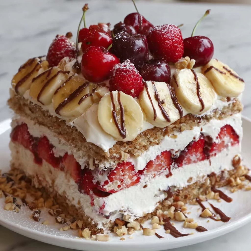 No-Bake Banana Split Cake Recipe - Recipe Image