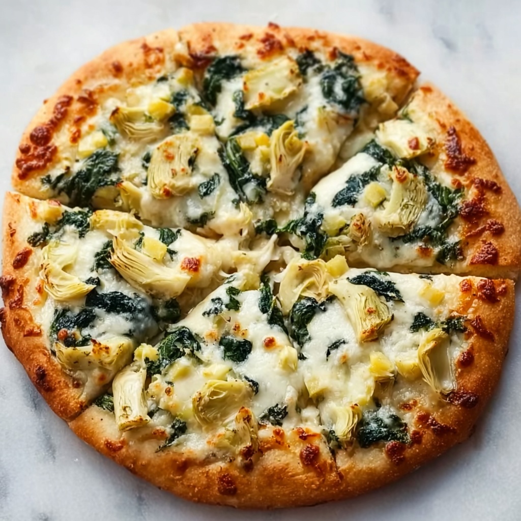 High Protein Spinach Artichoke Pizza Recipe - Recipe Image