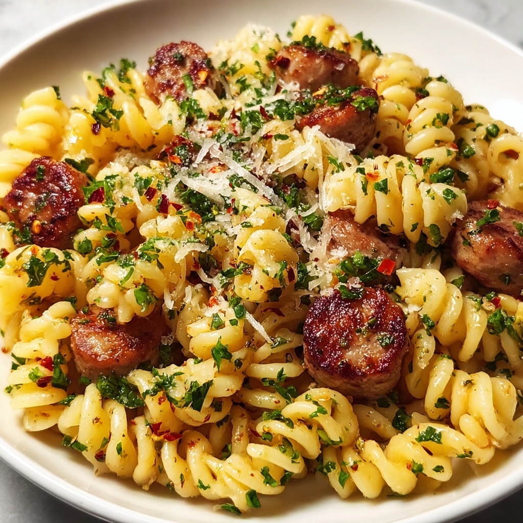 Garlic Butter Sausage Pasta Recipe - Recipe Image