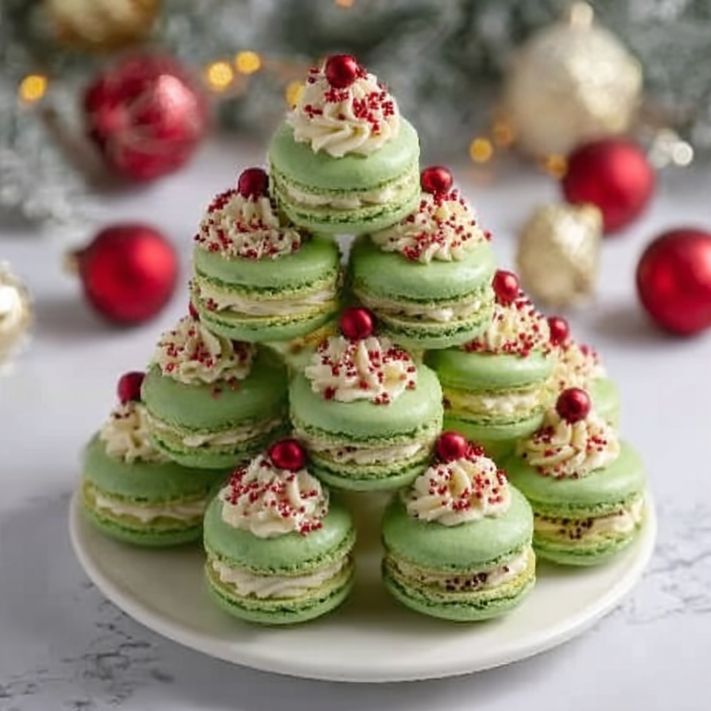 Christmas Tree Cake Macarons Recipe - Recipe Image