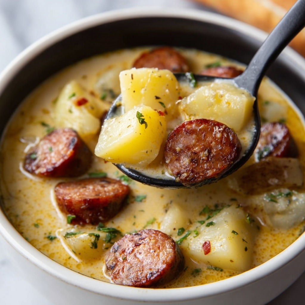 Cajun Potato Soup with Andouille Sausage and Cheddar Recipe - Recipe Image