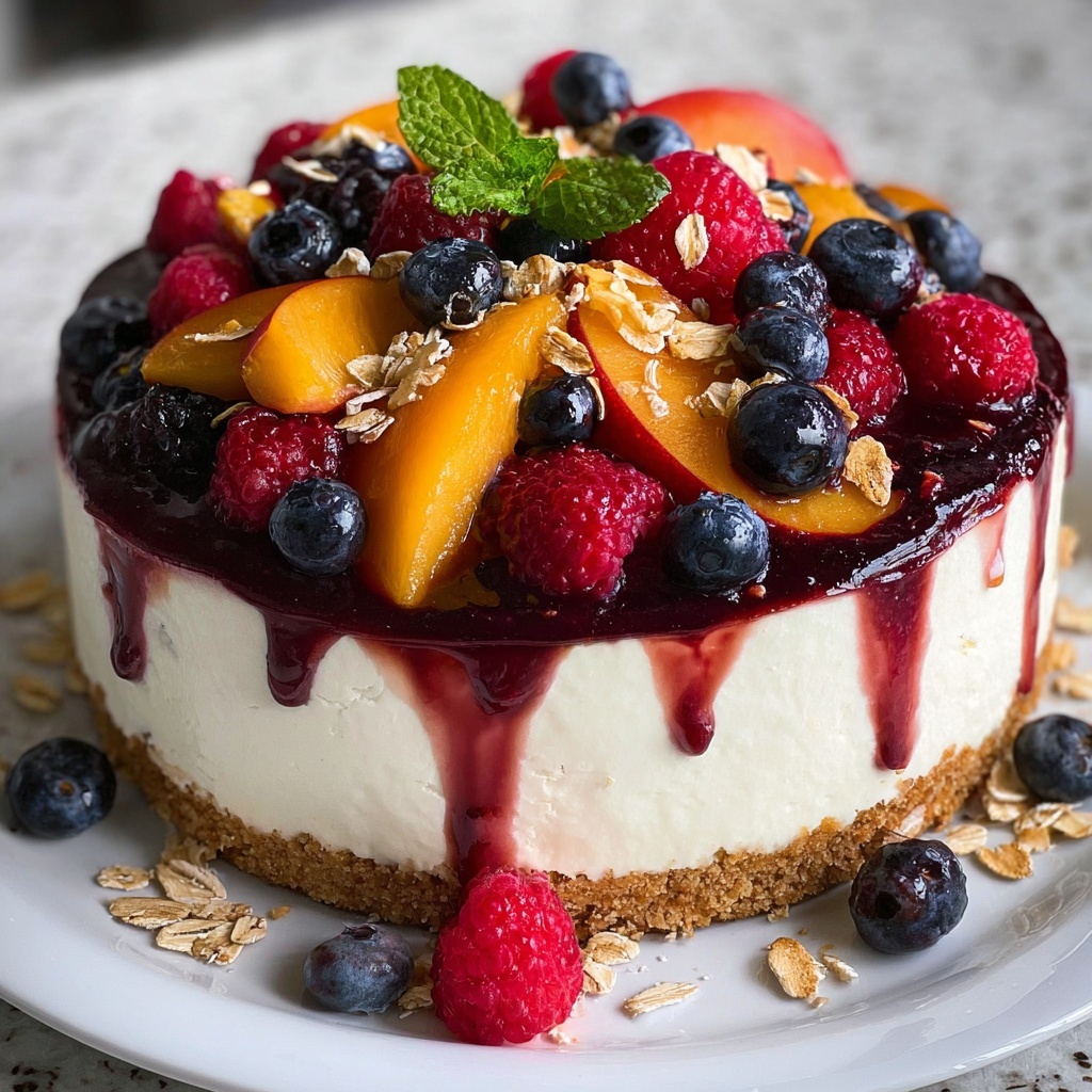 Summer Berry Peach Cheesecake: A Refreshing and Fruity Dessert Recipe - Recipe Image