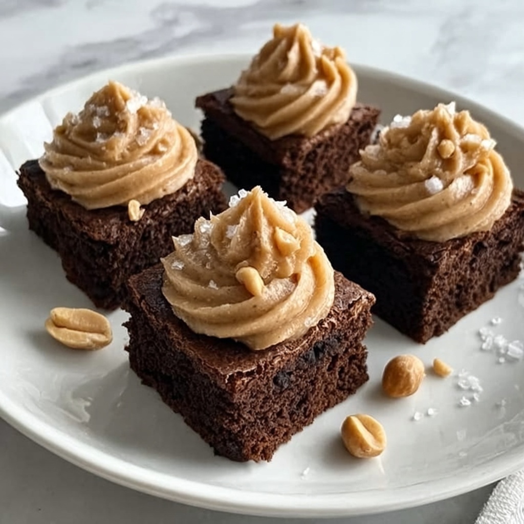 Bittersweet Brownies with Salted Peanut Butter Frosting Recipe - Recipe Image