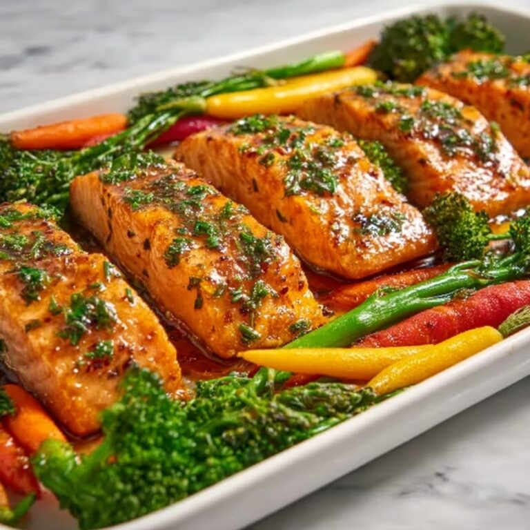 Sheet Pan Honey Garlic Salmon with Veggies Recipe