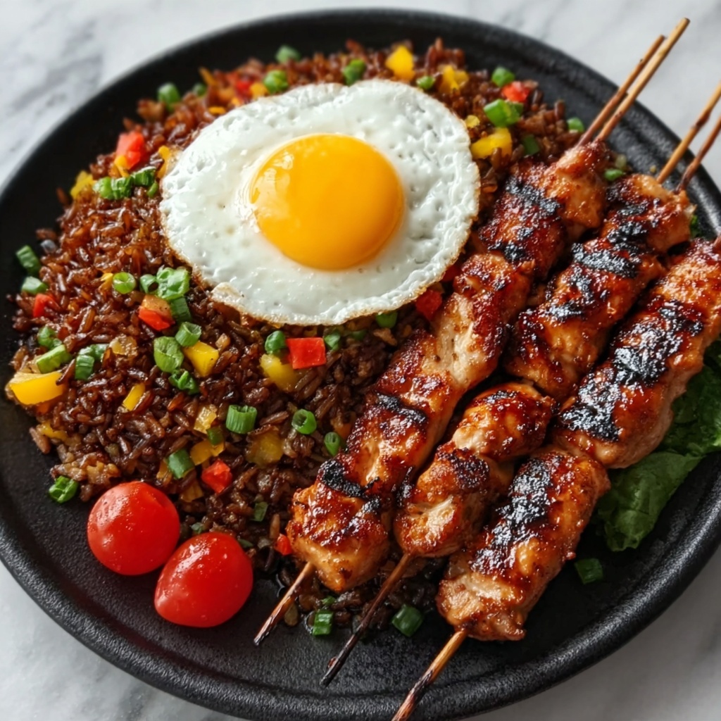 Indonesian Fried Rice with Grilled Skewers Recipe - Recipe Image