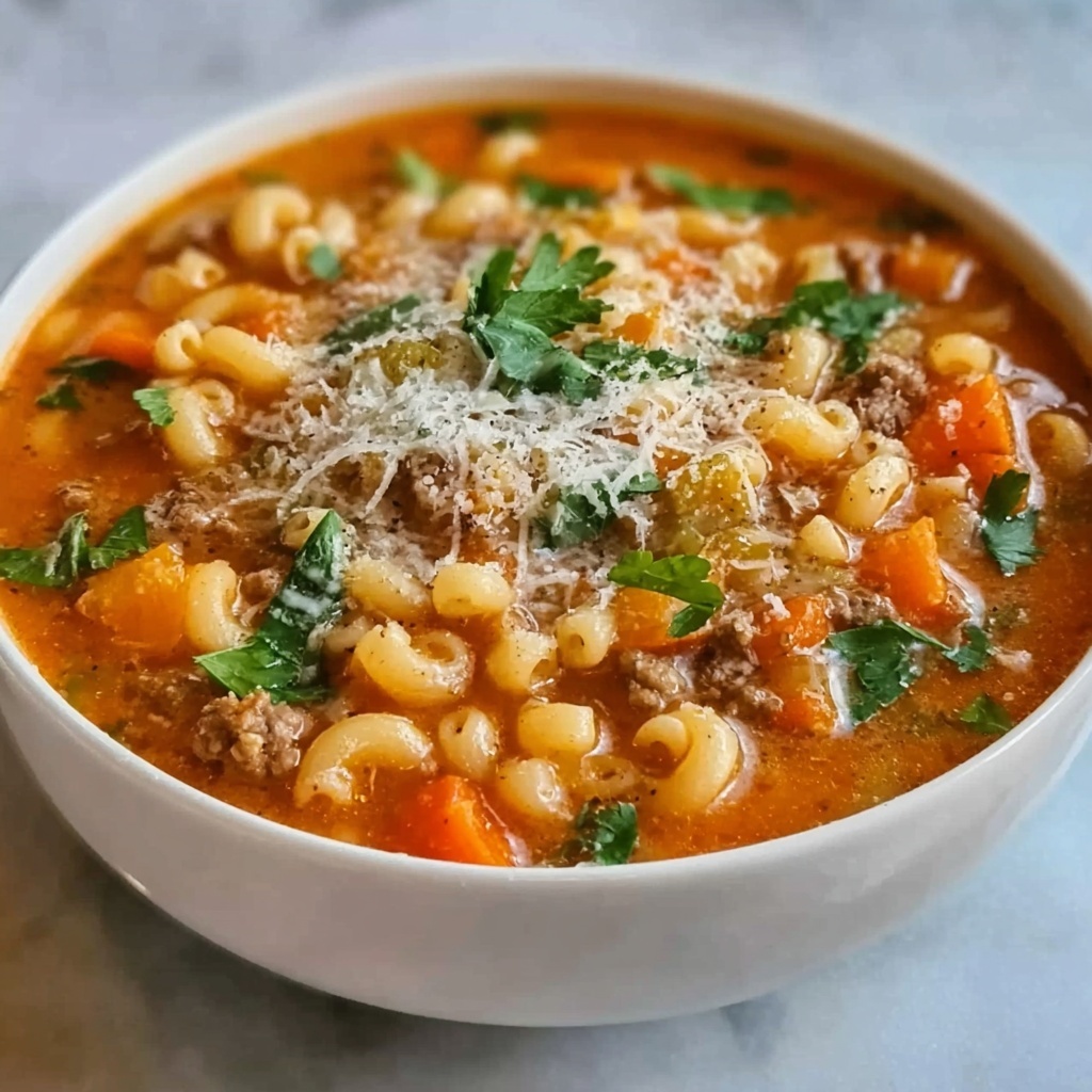 Beef and Tomato Macaroni Soup Recipe - Recipe Image