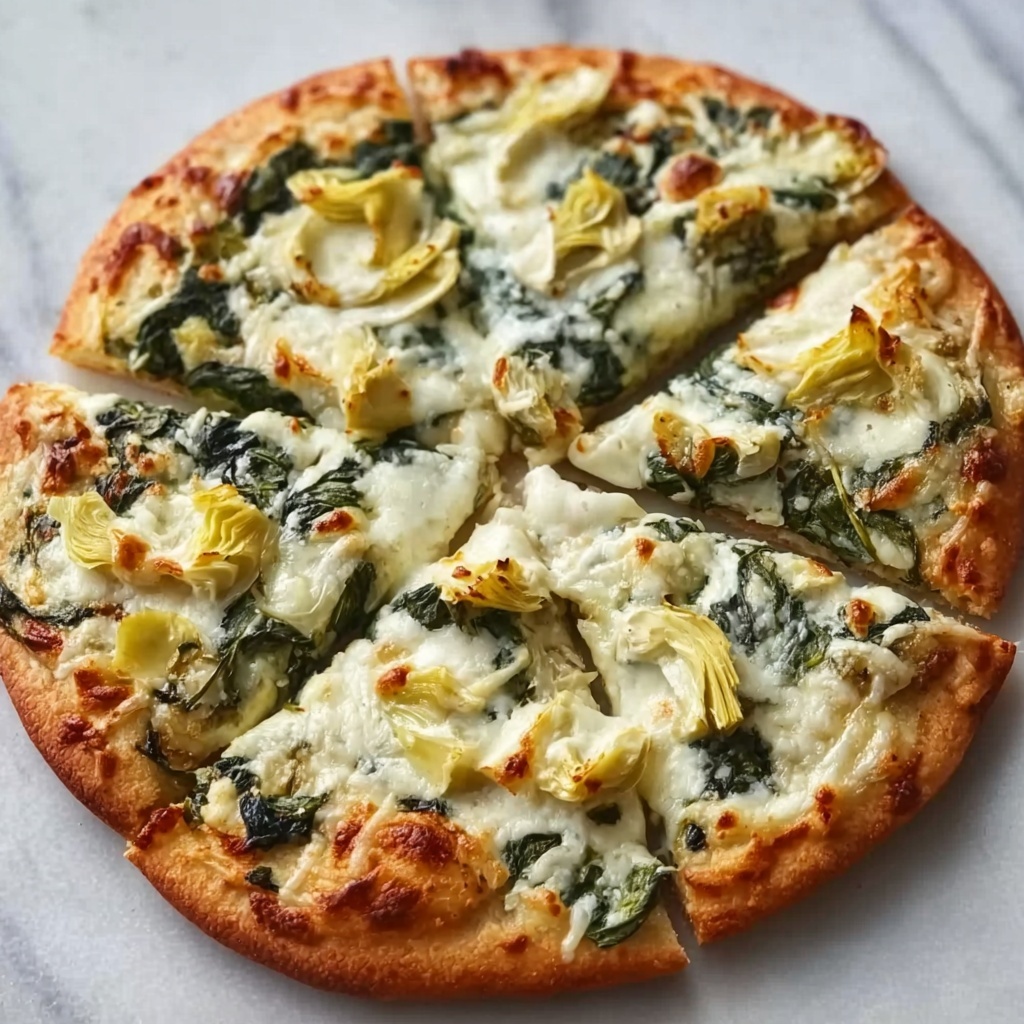 High Protein Spinach Artichoke Pizza Recipe - Recipe Image