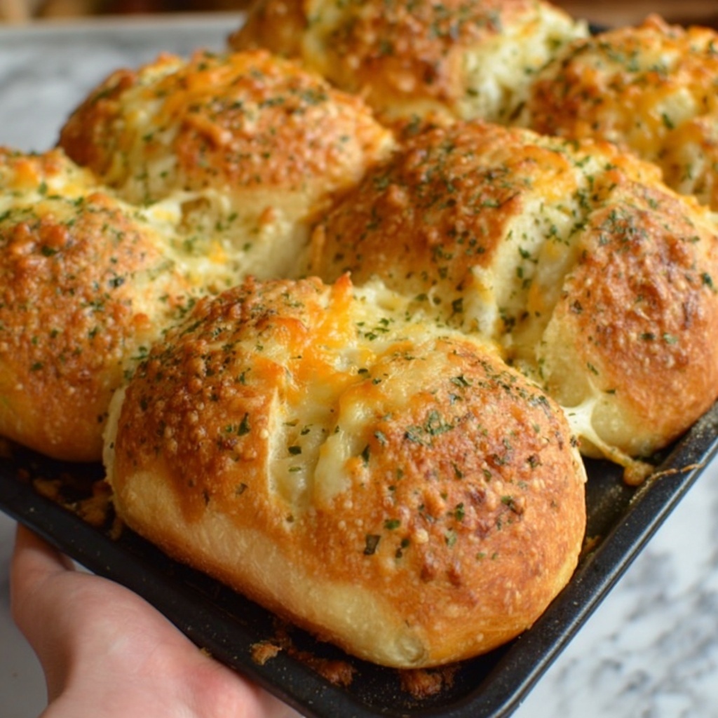 Homemade Italian Herb Bread Rolls with Melted Cheese Recipe - Recipe Image