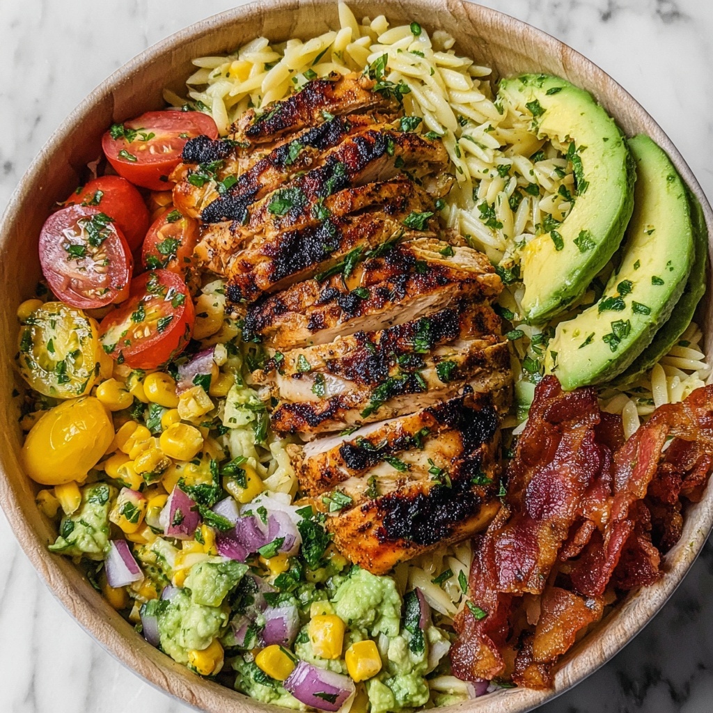 Grilled Lemon Herb Chicken Avocado Orzo Salad Recipe - Recipe Image
