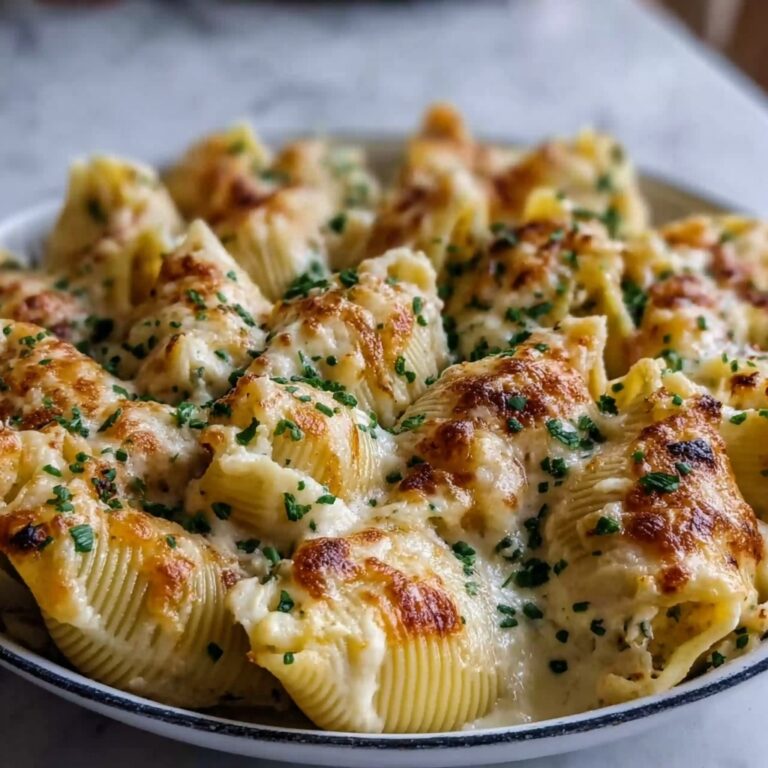 Garlic Butter Chicken Alfredo Stuffed Shells Recipe