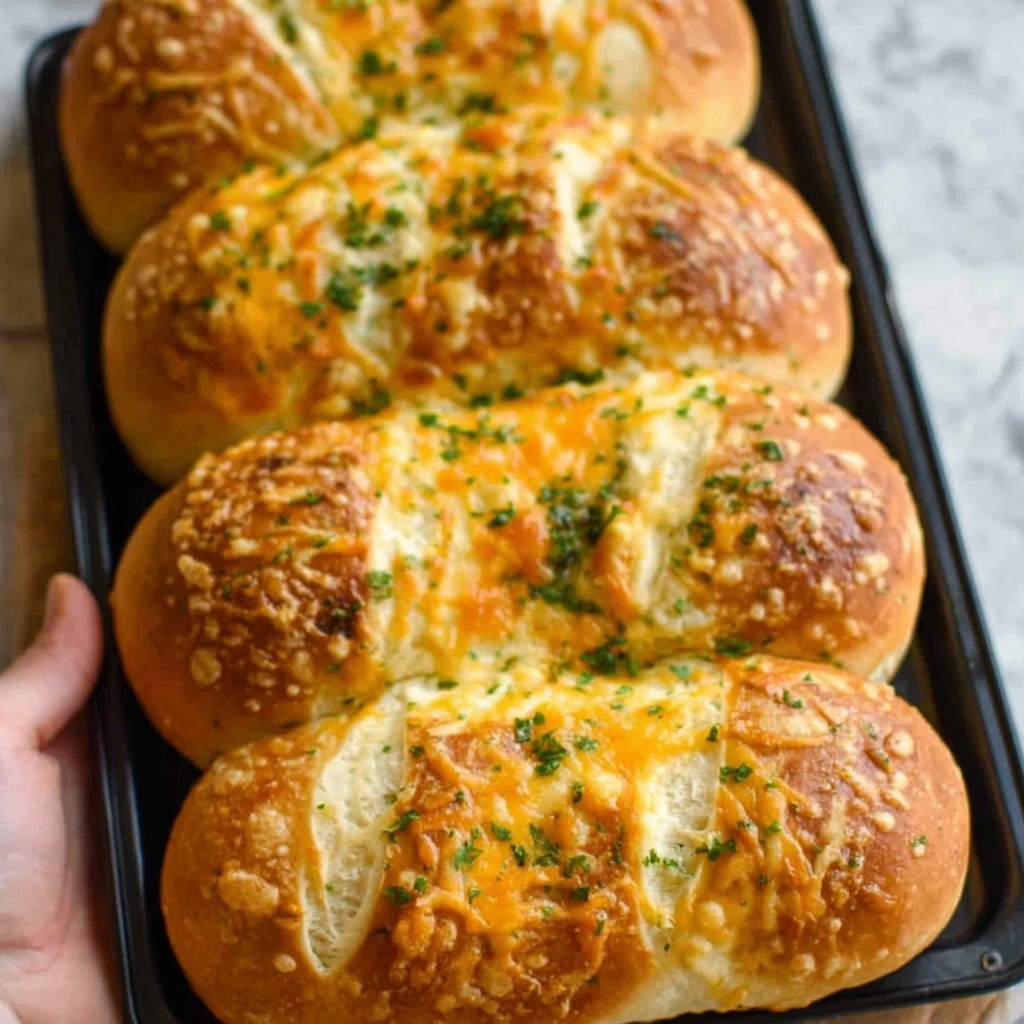Homemade Italian Herb Bread Rolls with Melted Cheese Recipe - Recipe Image